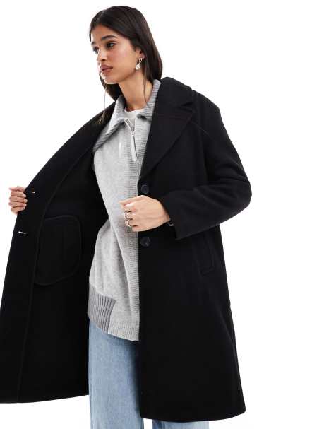 Bershka oversized tailored coat in black - view 1