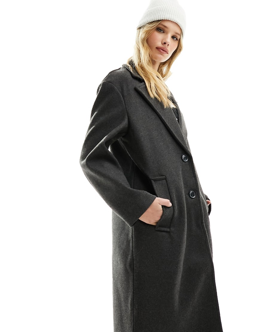 Bershka oversized tailored coat in charcoal grey