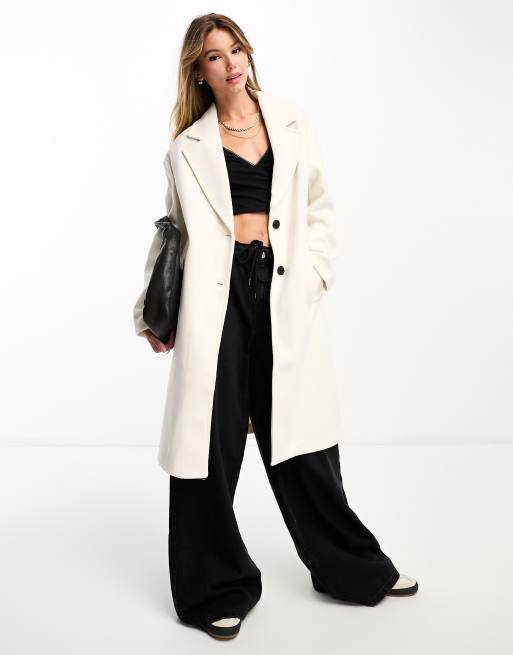 Bershka oversized tailored coat in ecru