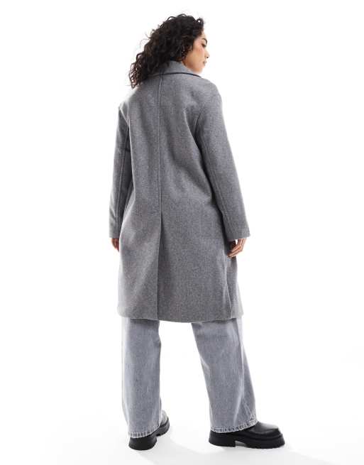 Bershka oversized tailored coat in gray