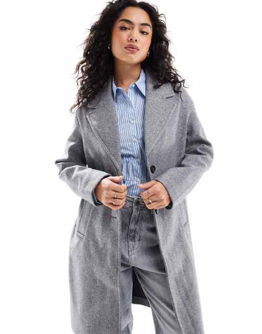 Bershka oversized tailored coat in gray