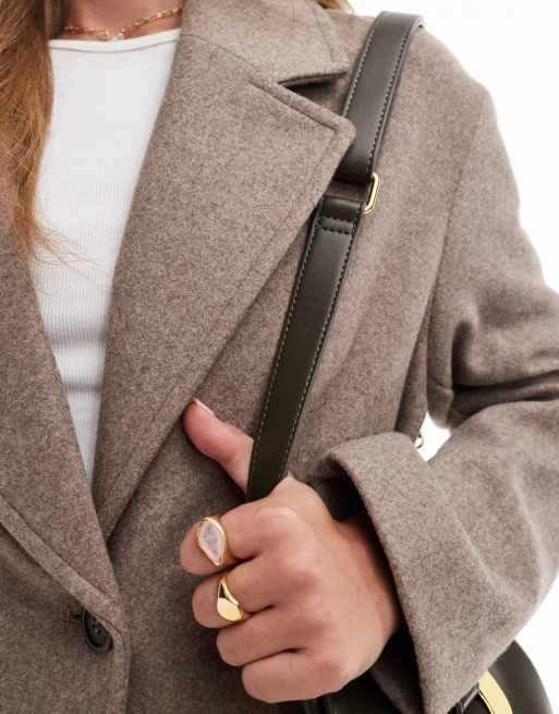 Bershka oversized tailored coat in taupe