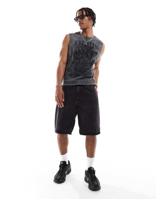 【BERSHKA】Oversized Tank Top ベルシュカ Bershka oversized tank top in washed gray | ASOS