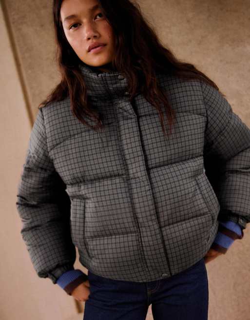Bershka oversized ternet foret jakke i brun, 4 af 6