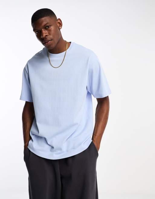 Bershka oversized tonal print t shirt in blue