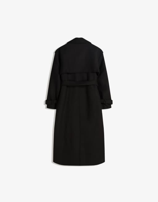 Bershka - Oversized trenchcoat met vilt-textuur in zwart, 3 van 4