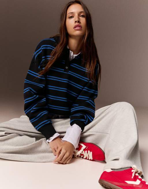 Bershka - Oversized trui met polokraag in blauw, 2 van 5