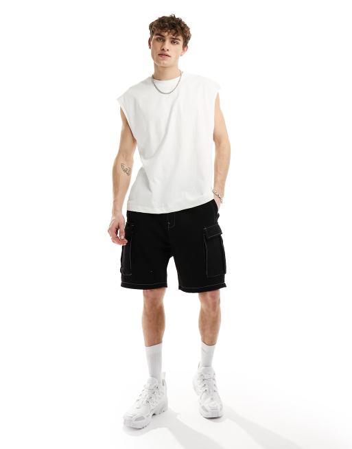 Bershka - Oversized utility T-shirt in wit, 3 van 4