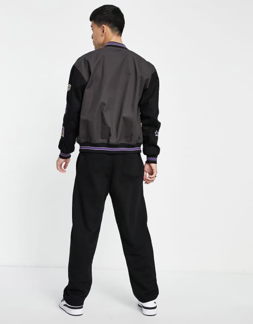 Bershka oversized wide leg joggers in black