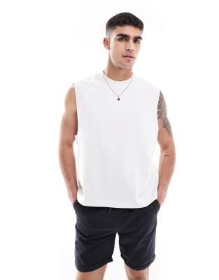 Bershka Oversized Worker Tank In White