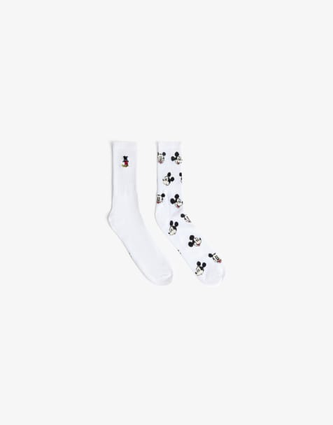 Bershka Pack of 2 mickey mouse socks in white - view 1
