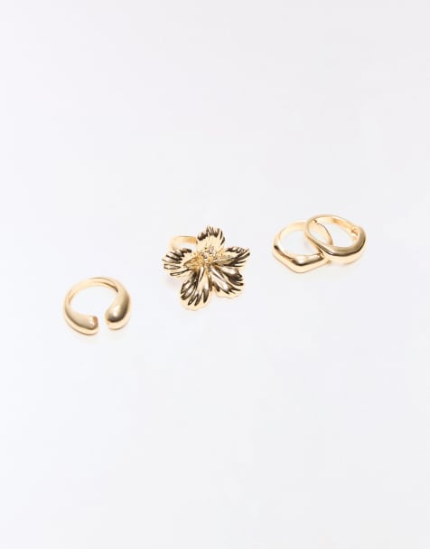 Bershka Pack of 3 rings in gold - view 1