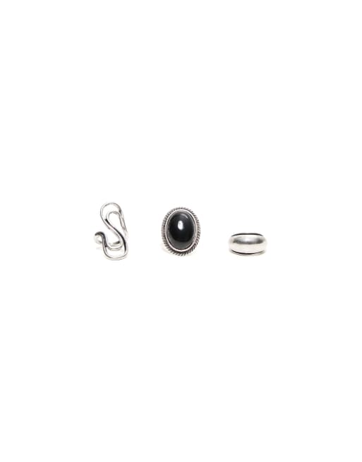 Bershka Pack of 3 stone rings in silver, 4 of 4