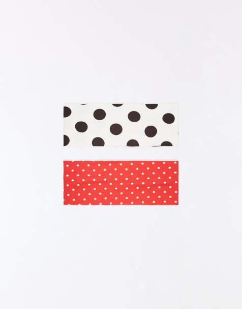 Bershka Pack of polka dot hair ribbons in red - view 1