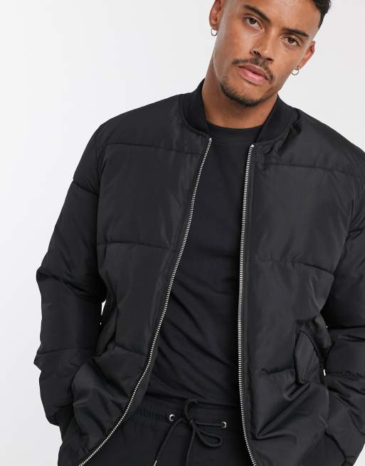 Black padded bomber on sale jacket