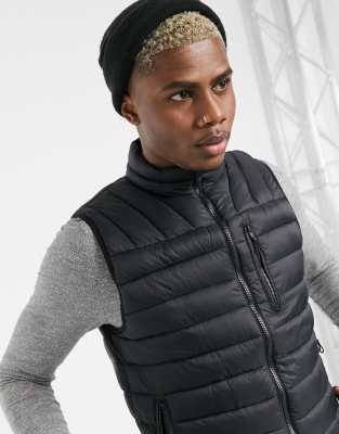 Bershka padded gilet in black