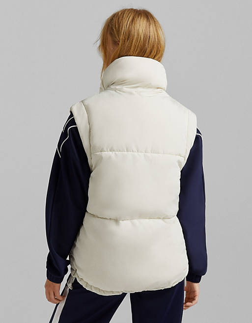 Coats & Jackets Bershka padded gilet vest in cream 