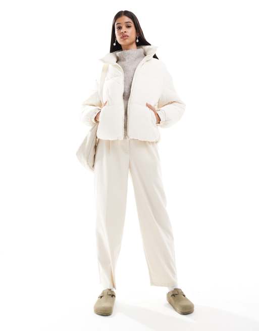 Bershka padded jacket in ecru