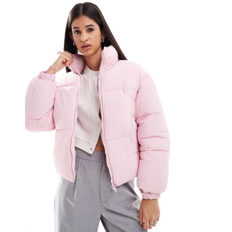 Bershka padded jacket in pale pink ASOS