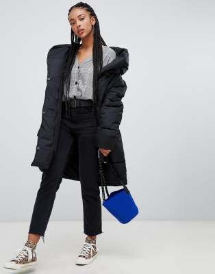 bershka padded longline coat