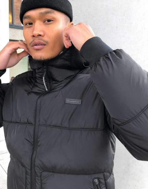 Bershka puffer jacket with hood in black online