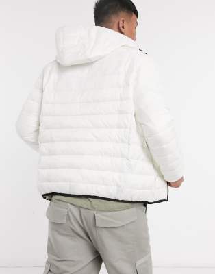 white puffer coat with hood