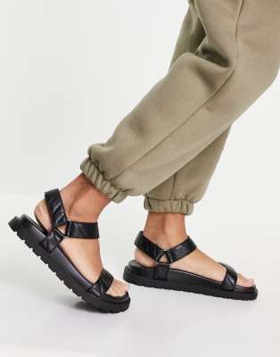 BERSHKA PADDED SPORTY SANDAL IN BLACK,1819/761/040