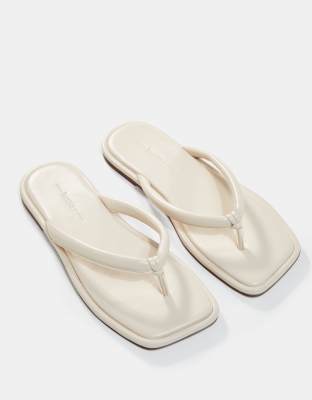 Bershka padded thong flip flop in cream- HOLD FOR MARKETING - ASOS Price Checker