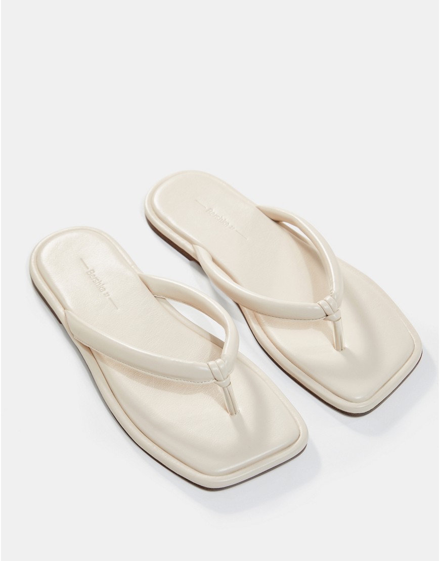 Bershka padded thong flip flop in cream- HOLD FOR MARKETING-White
