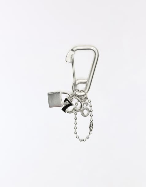 Bershka Padlock key ring in silver - view 1
