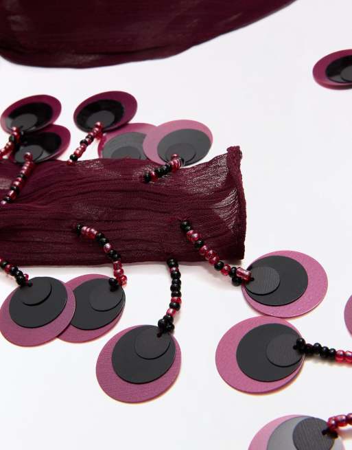 Bershka pailletslips i burgundy, 2 af 4