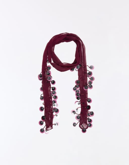 Bershka pailletslips i burgundy, 3 af 4