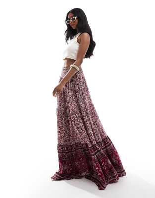 paisley maxi skirt in pink