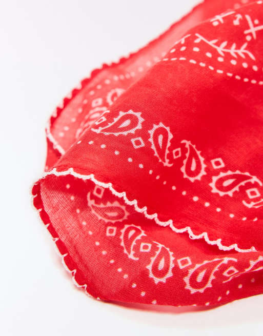 Bershka Paisley print bandana in red, 2 of 4
