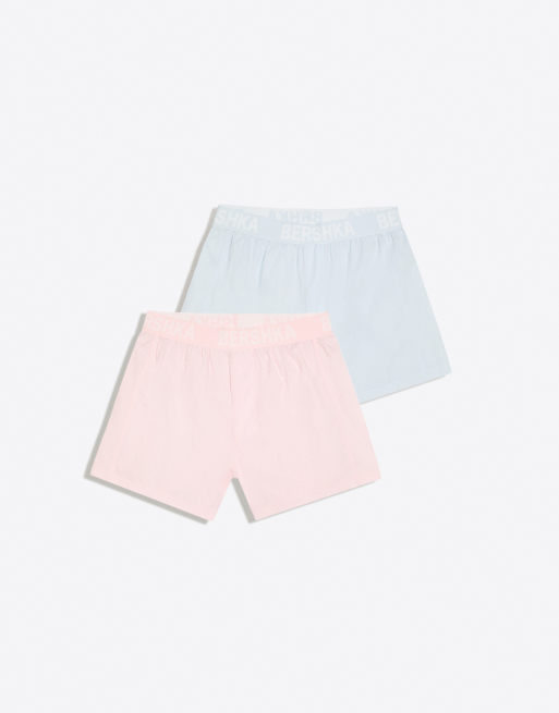 Bershka pakke med 2 poplin-boksershorts i lyserød, 4 af 5