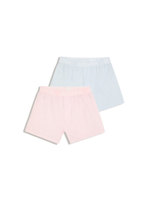 Bershka pakke med 2 poplin-boksershorts i lyserød, 5 af 5