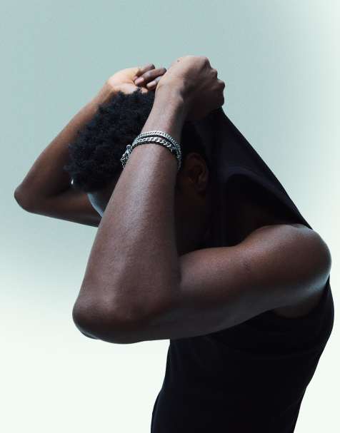 Bershka - Pakke med 2 sølvfarvede stålarmbånd - view 1