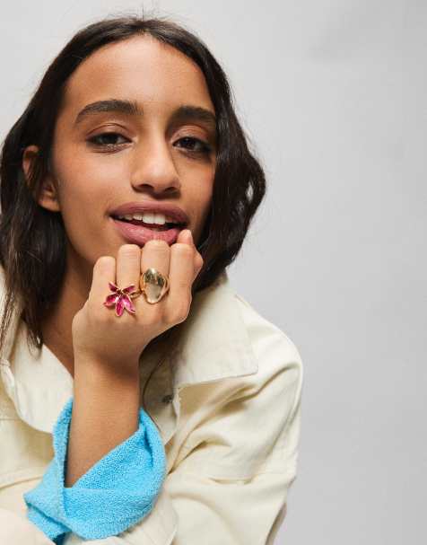 Bershka - Pakke med 3 guldfarvede ringe - view 1