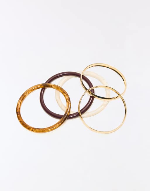Bershka - Pakke med brune armbånd i resin, 3 af 3