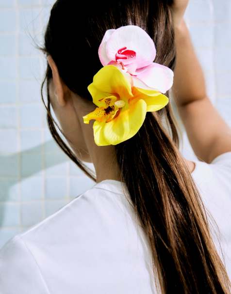 Bershka - Pakke med hårklemmer med gult blomsterdesign - view 1