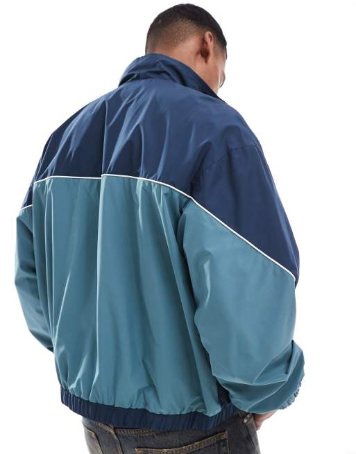 Bershka paneled track jacket in blue