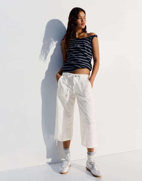 Bershka - Pantacourt - Blanc - view 1
