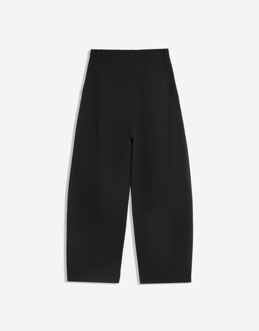 Bershka pantalon à pinces coupe barrel ajustée noir, 6 de 6