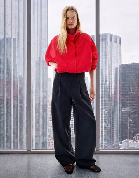 Bershka pantalon à pinces en double tissu noir - view 1