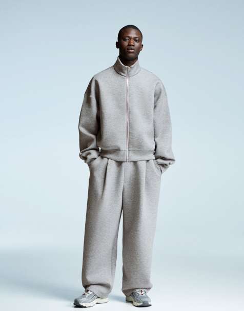 Bershka - Pantalon à pinces en tissu technique - Gris clair - view 1