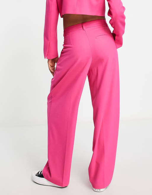 Bershka - Pantalon à taille haute - Rose