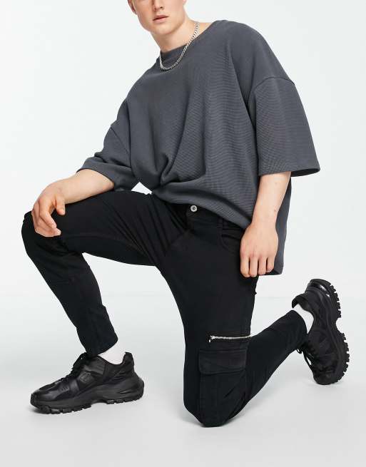 jean cargo noir bershka