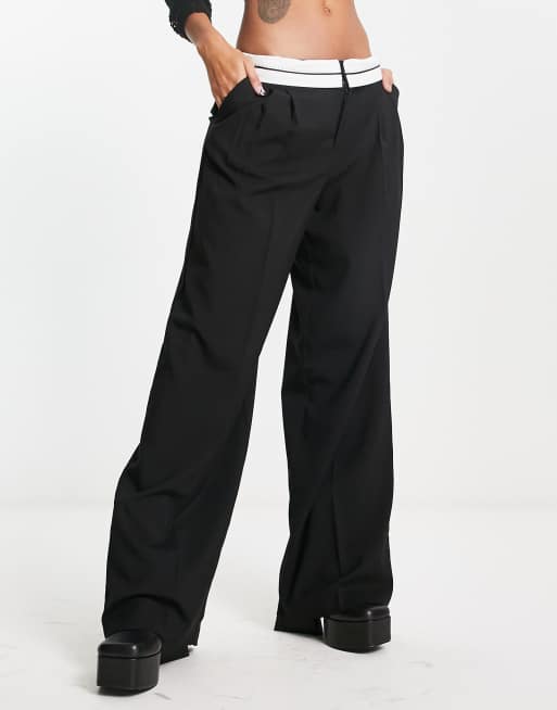 Bershka - Pantalon ajusté avec taille inversée - Noir, 2 de 4