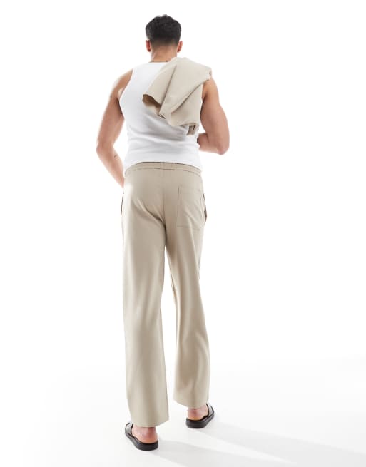Bershka - Pantalon ajusté large - Sable, 2 de 5