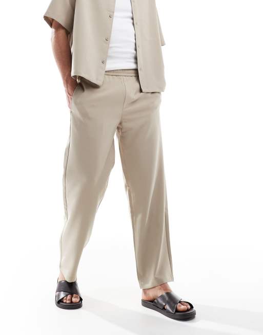 Bershka - Pantalon ajusté large - Sable, 4 de 5